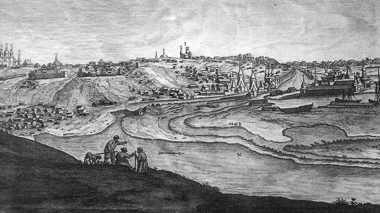 Корнелий де Бруин. Вид на Воронеж с реки (1703 г.)