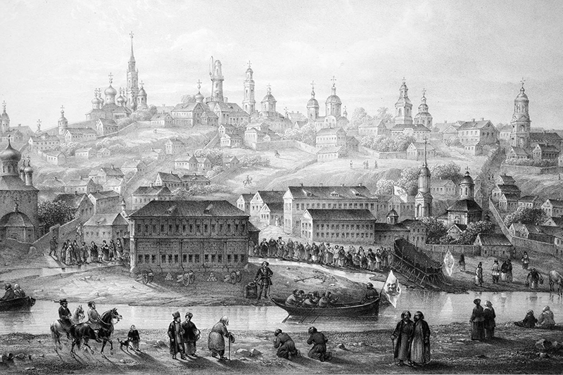 Вид на Воронеж. Рисунок Корнелия де Бруина (начало XVIII века)